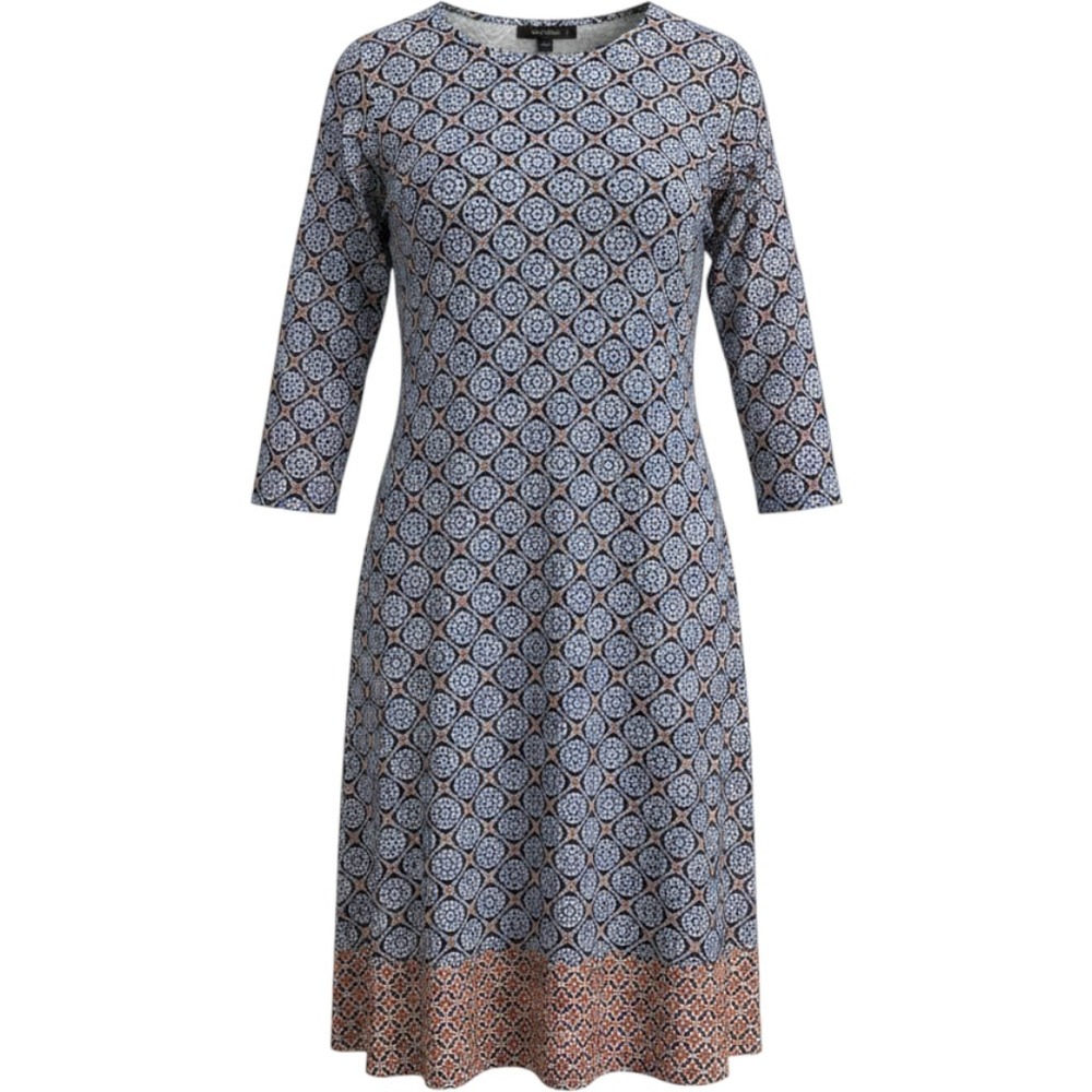 J. Jill Women Medium Tunic Dress Blue Geometric 3/4 Sleeve Travel Comfort Casual
